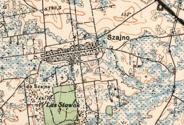 Шайно на польській карті міжвоєнного періоду